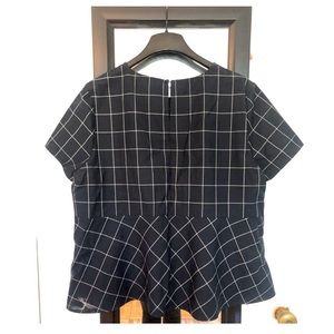 J.Crew Structured Peplum Top In Windowpane Check